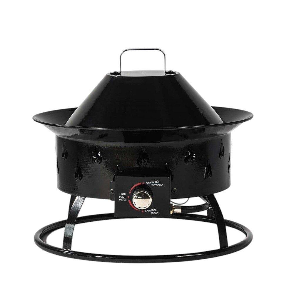 50000 BTU 19" Black Steel Propane Portable Tabletop Round Fire Pit HomeRoots