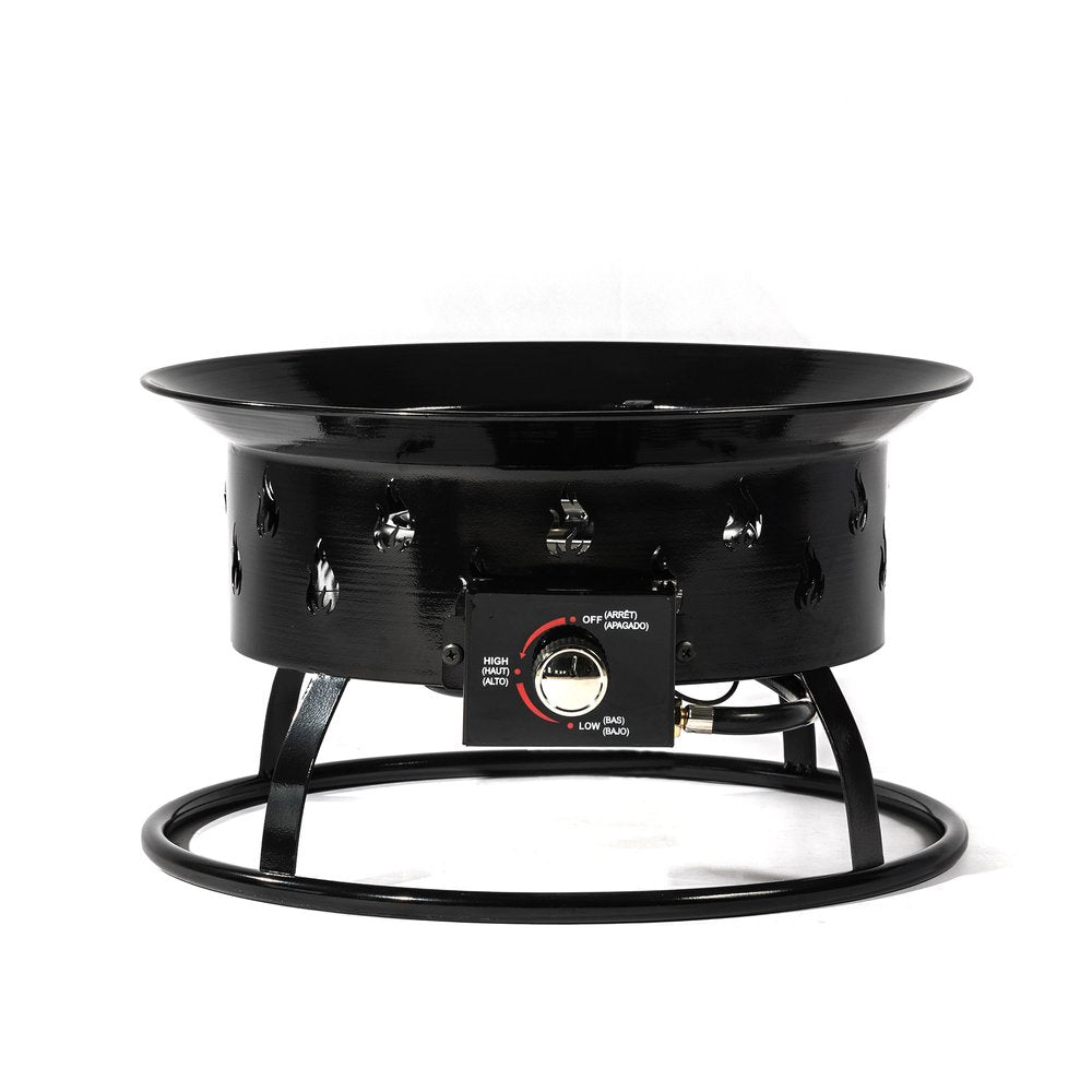 50000 BTU 19" Black Steel Propane Portable Tabletop Round Fire Pit HomeRoots