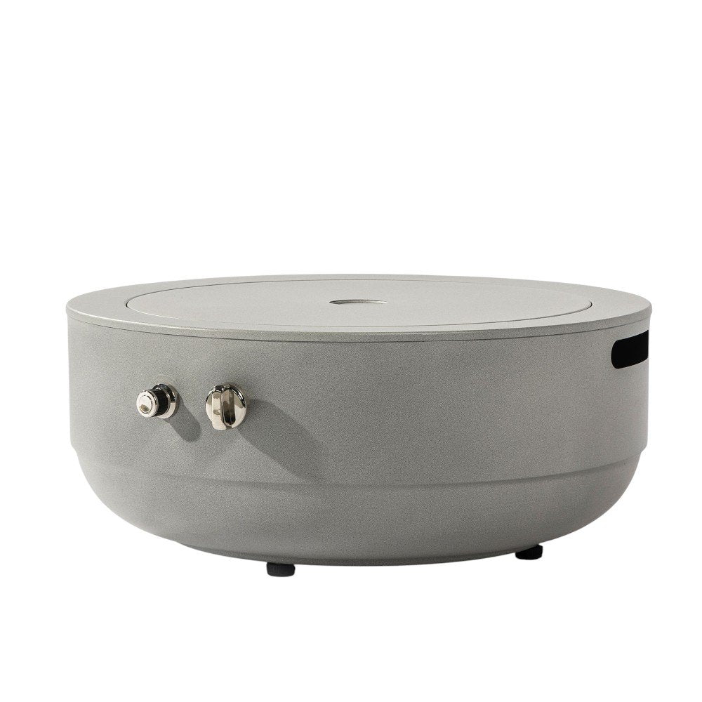 50000 BTU 24" Gray Steel Propane Round Fire Pit With Cover HomeRoots