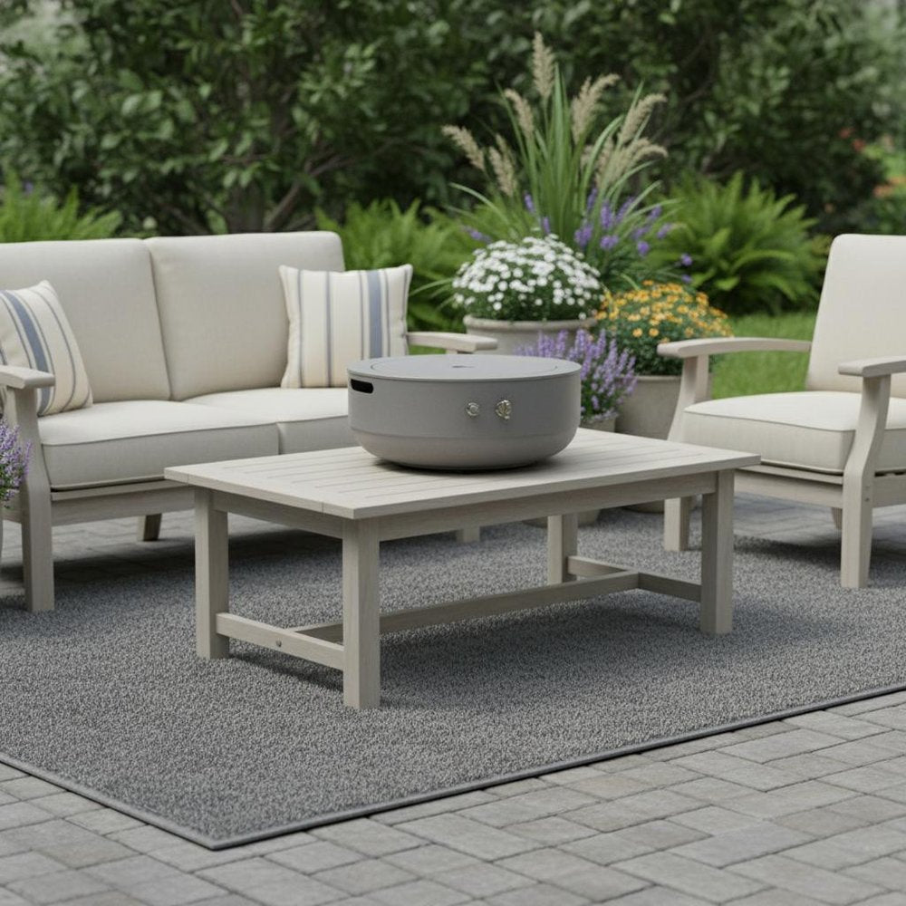50000 BTU 24" Gray Steel Propane Round Fire Pit With Cover HomeRoots