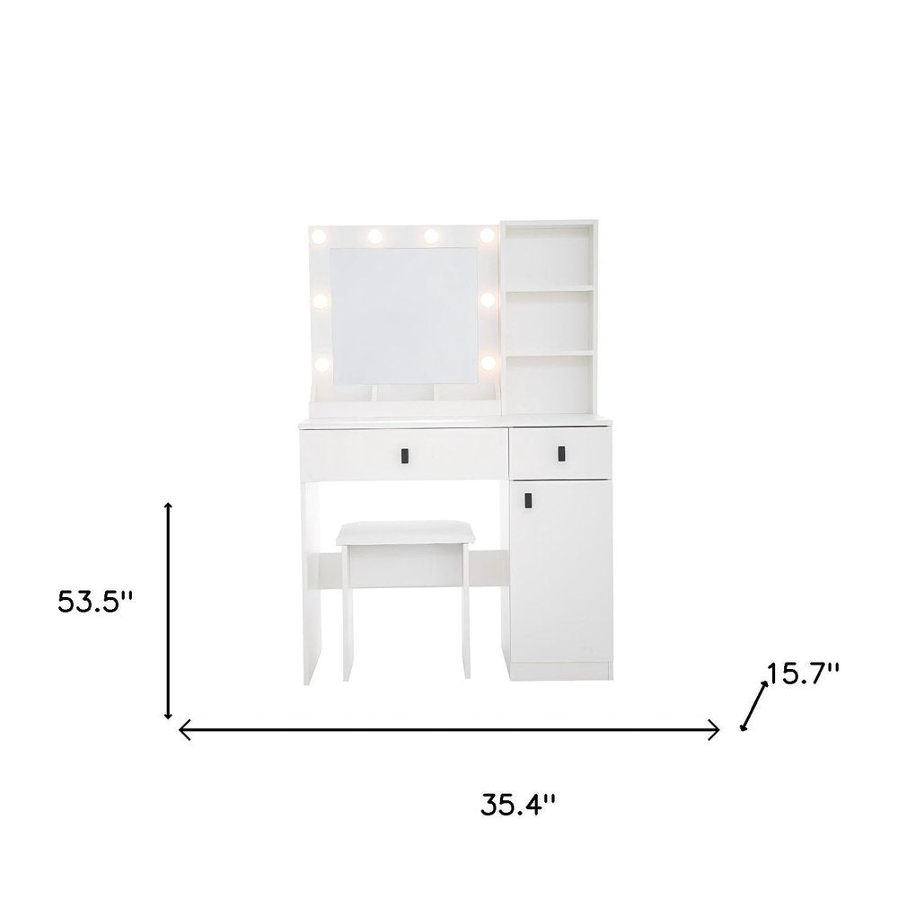 35" White Wood Two Drawer Vanity Table HomeRoots