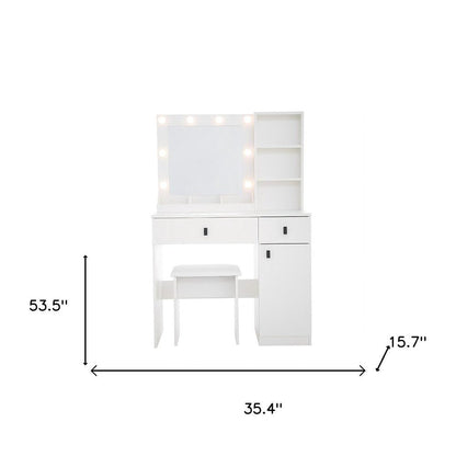 35" White Wood Two Drawer Vanity Table HomeRoots