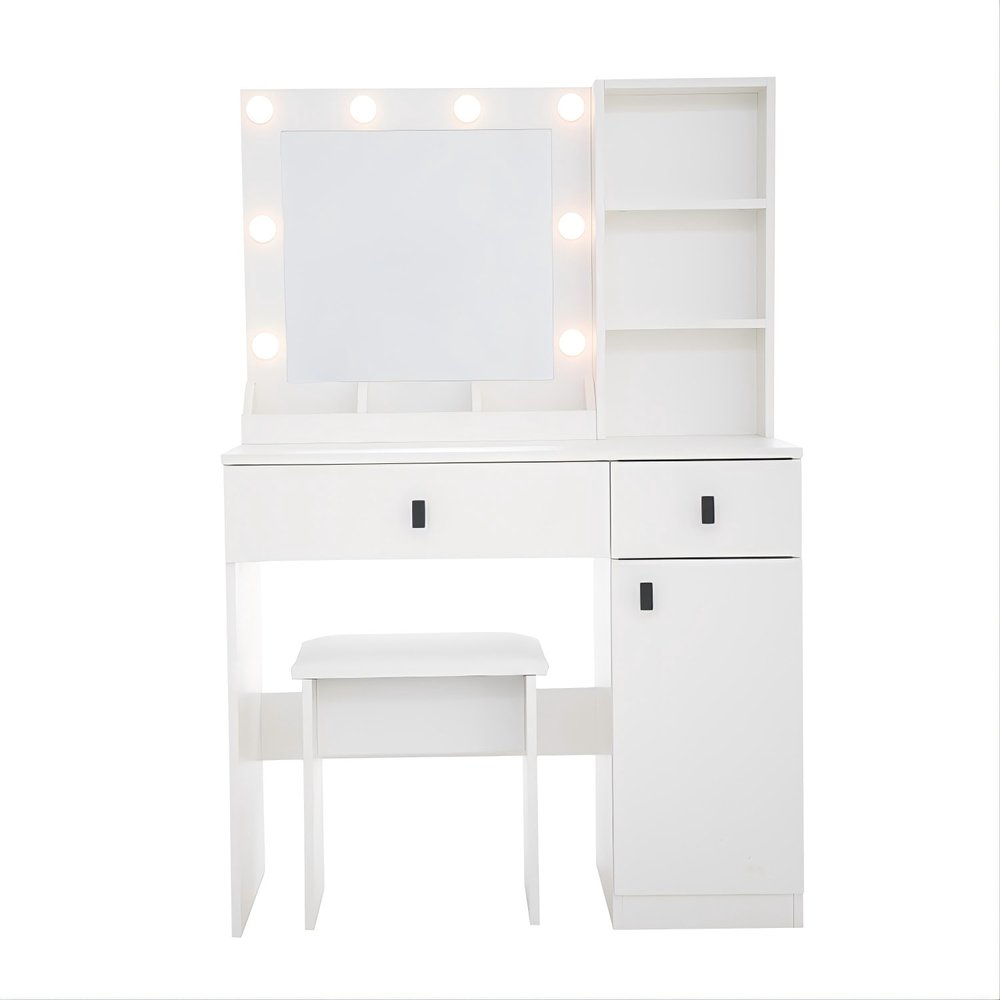 35" White Wood Two Drawer Vanity Table HomeRoots
