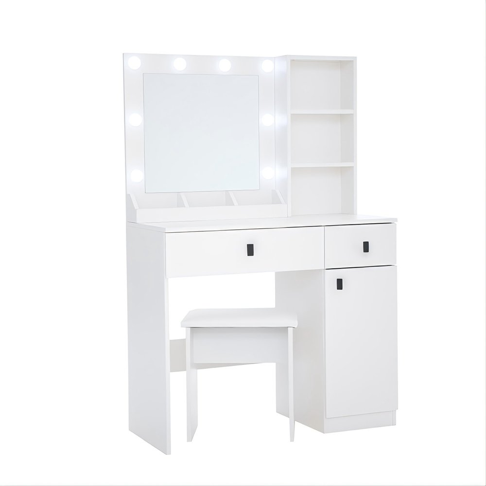 35" White Wood Two Drawer Vanity Table HomeRoots