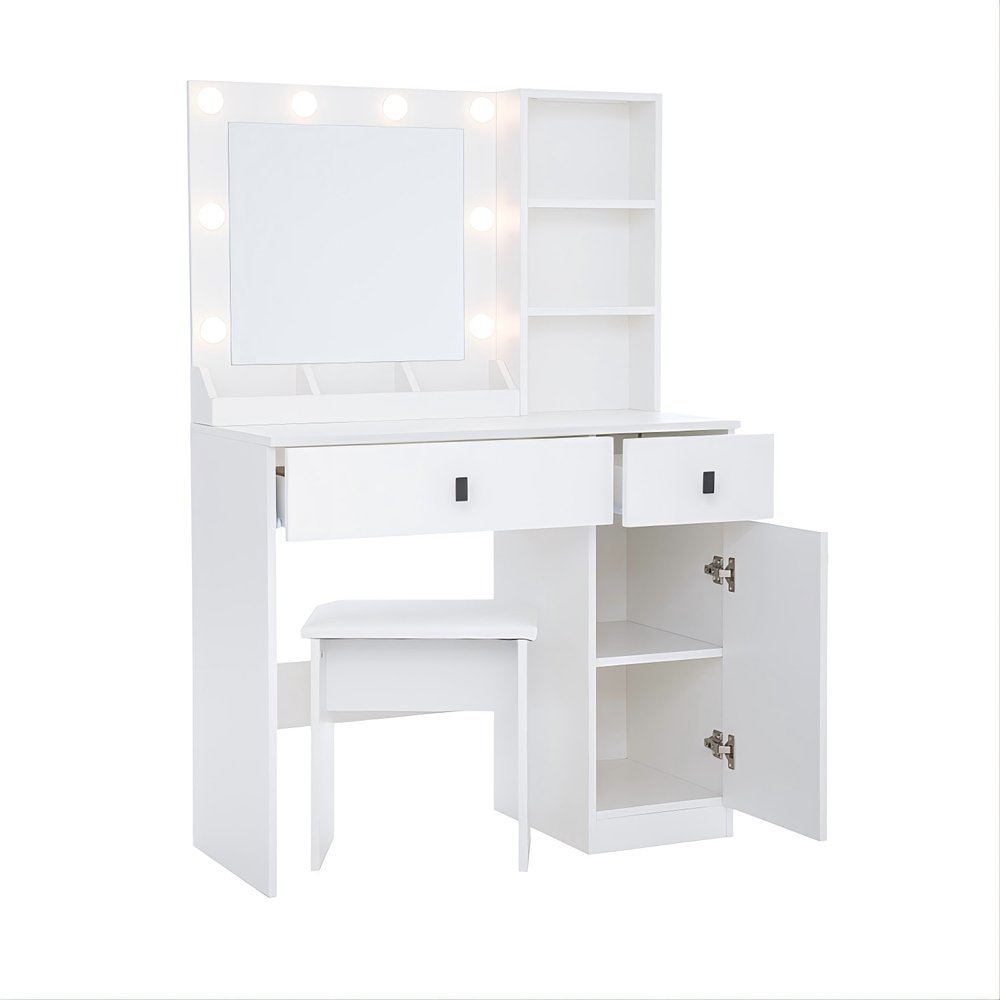 35" White Wood Two Drawer Vanity Table HomeRoots