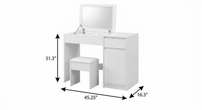 45" White Wood Five Drawer Vanity Table HomeRoots