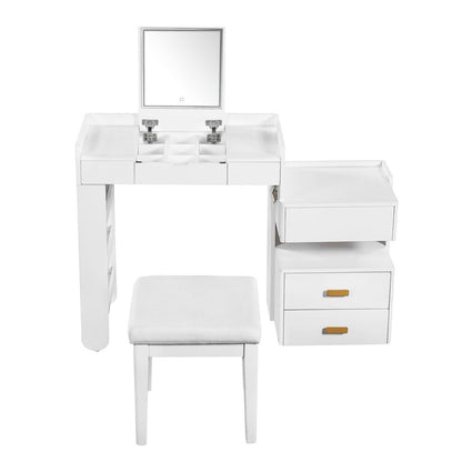 45" White Wood Five Drawer Vanity Table HomeRoots