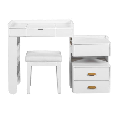 45" White Wood Five Drawer Vanity Table HomeRoots