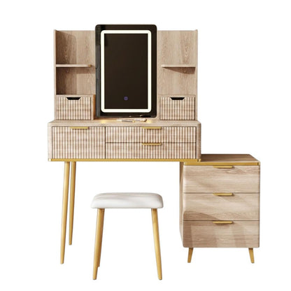 39" Brown Wood Eight Drawer Vanity Table HomeRoots