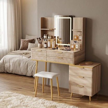 39" Brown Wood Eight Drawer Vanity Table HomeRoots