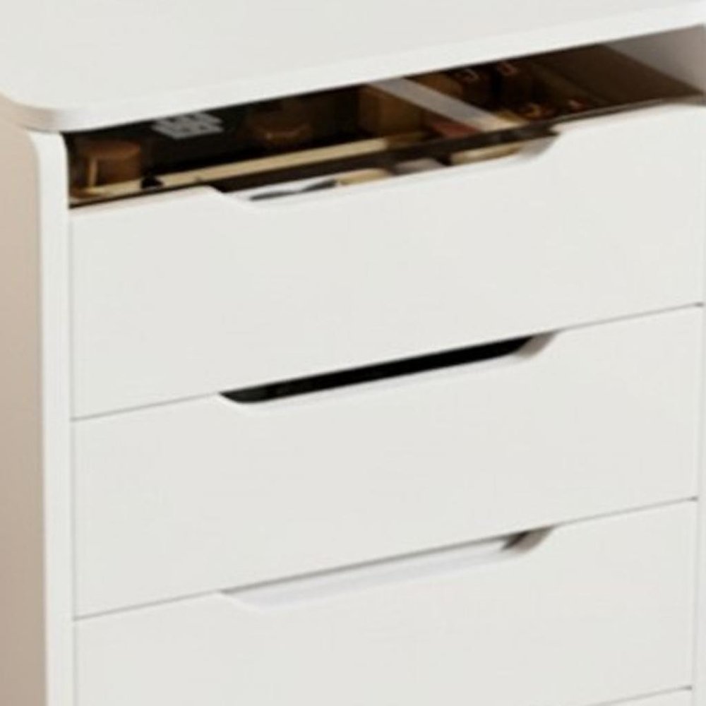 19" White Wood Mirrored Three Drawer Vanity Table — view 5