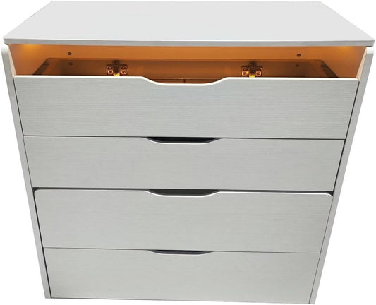 19" White Wood Mirrored Three Drawer Vanity Table