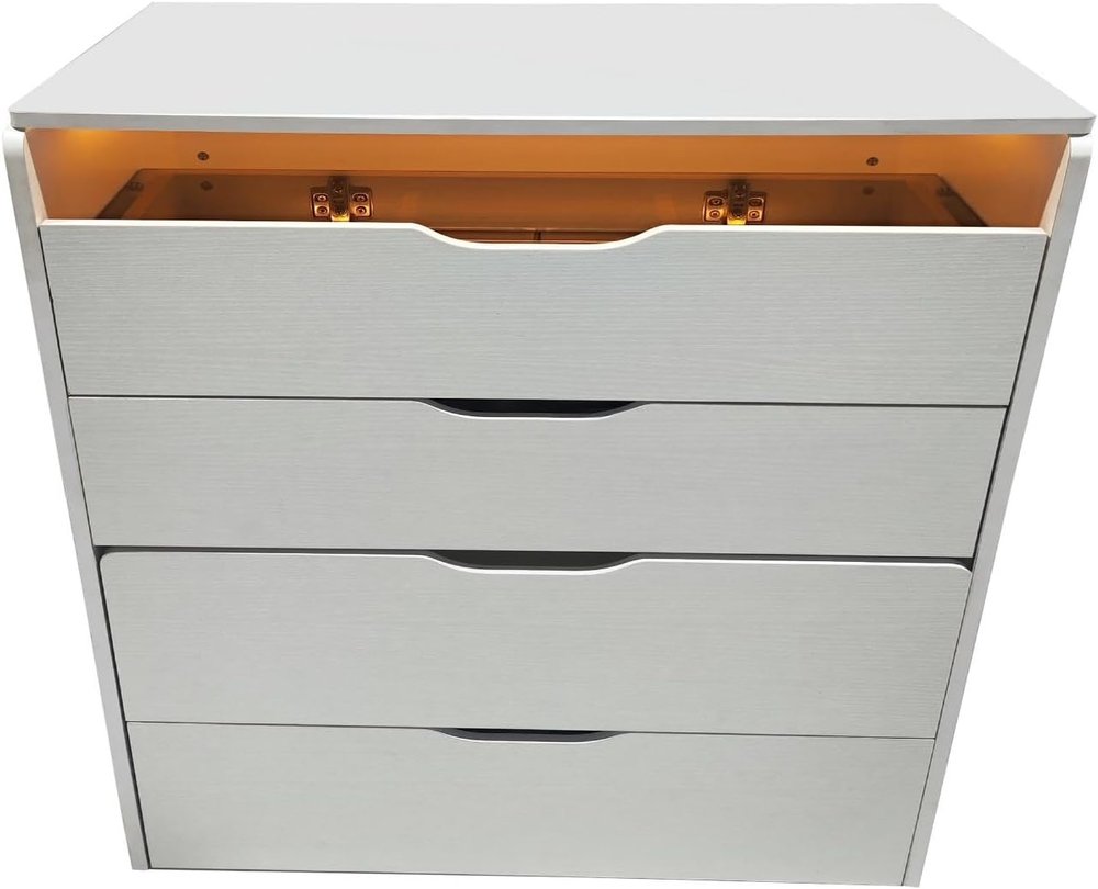 19" White Wood Mirrored Three Drawer Vanity Table — view 1