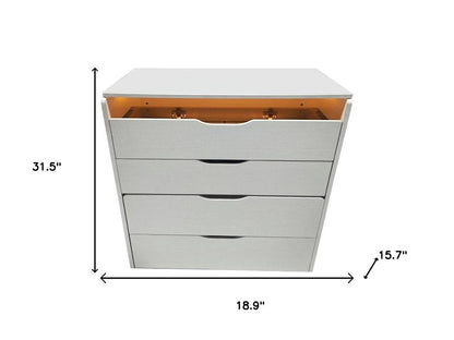 19" White Wood Mirrored Three Drawer Vanity Table