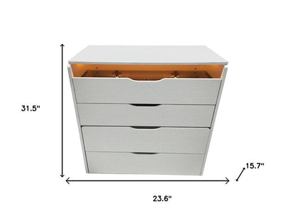 24" White Wood Mirrored Three Drawer Vanity Table HomeRoots