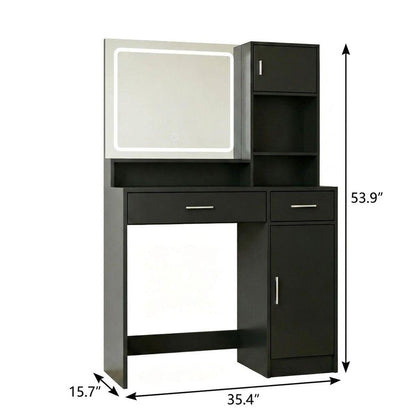 35" Black Wood Two Drawer Vanity Table HomeRoots