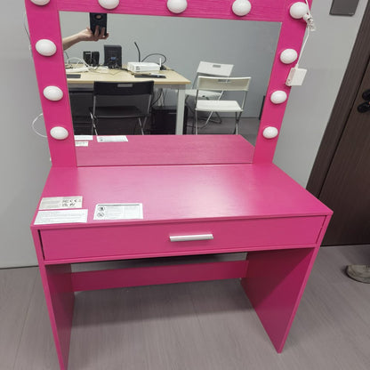 28" Pink Wood Mirrored Vanity Table HomeRoots