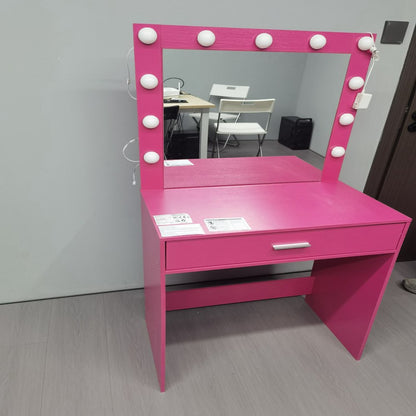 28" Pink Wood Mirrored Vanity Table HomeRoots
