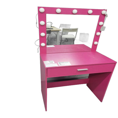 28" Pink Wood Mirrored Vanity Table HomeRoots