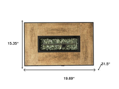 50000 BTU 20" Gray Iron Propane Rectangular Fire Pit With Cover HomeRoots