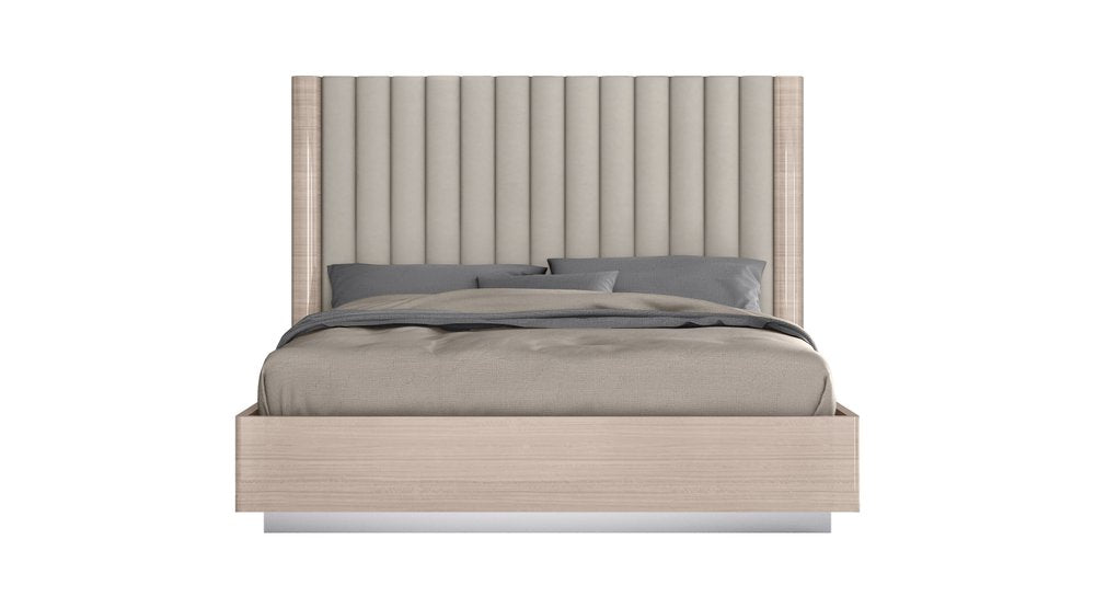 Beige Wood And Tufted Linen Blend Upholstered Queen Bed Frame HomeRoots