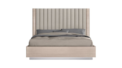 Beige Wood And Tufted Linen Blend Upholstered Queen Bed Frame HomeRoots