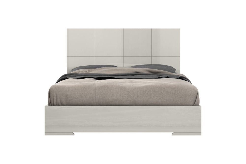 Gray Inlaid Panels Wood King Bed Frame HomeRoots