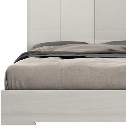 Gray Inlaid Panels Wood King Bed Frame HomeRoots
