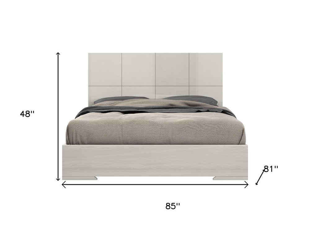 Gray Inlaid Panels Wood King Bed Frame HomeRoots