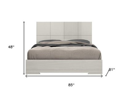 Gray Inlaid Panels Wood King Bed Frame HomeRoots