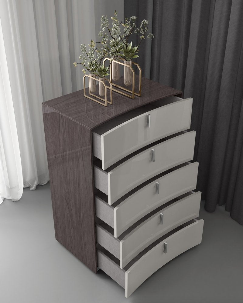 31" Chestnut And Light Gray Wood Five Drawer Dresser HomeRoots