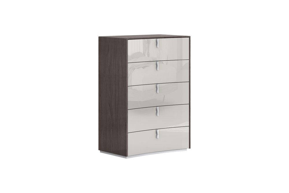 31" Chestnut And Light Gray Wood Five Drawer Dresser HomeRoots