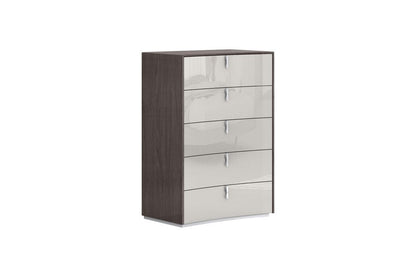 31" Chestnut And Light Gray Wood Five Drawer Dresser HomeRoots