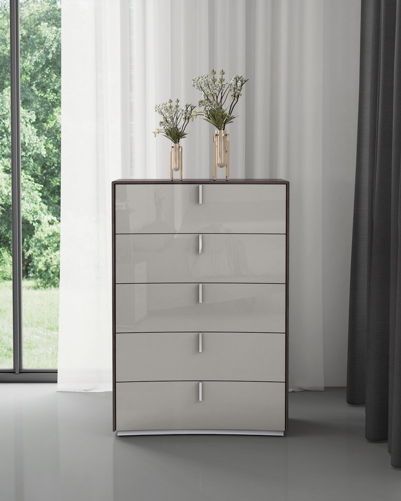 31" Chestnut And Light Gray Wood Five Drawer Dresser HomeRoots