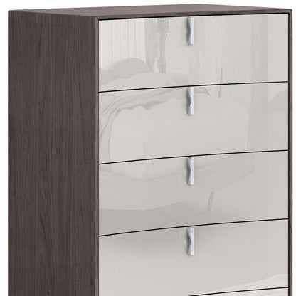 31" Chestnut And Light Gray Wood Five Drawer Dresser HomeRoots