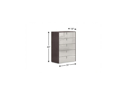 31" Chestnut And Light Gray Wood Five Drawer Dresser HomeRoots