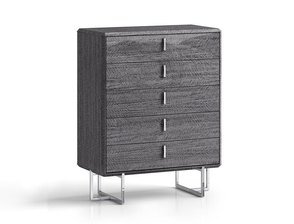 38" Gray Wood Five Drawer Dresser HomeRoots