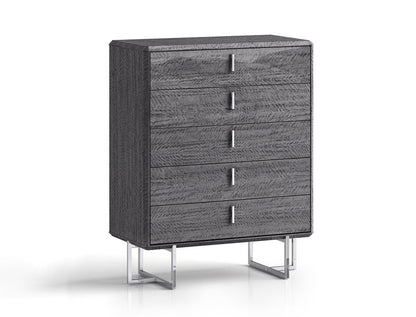 38" Gray Wood Five Drawer Dresser HomeRoots