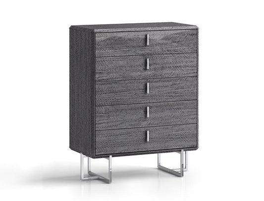 38" Gray Wood Five Drawer Dresser HomeRoots