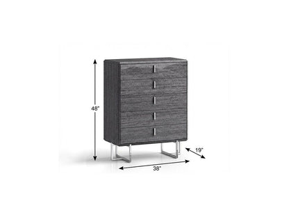 38" Gray Wood Five Drawer Dresser HomeRoots