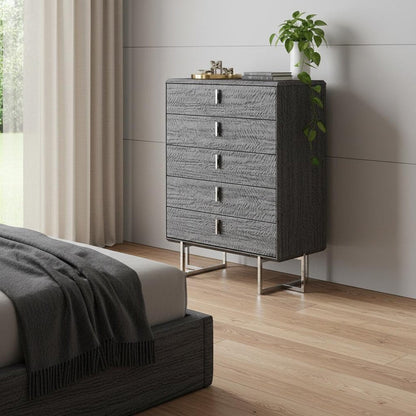 38" Gray Wood Five Drawer Dresser HomeRoots