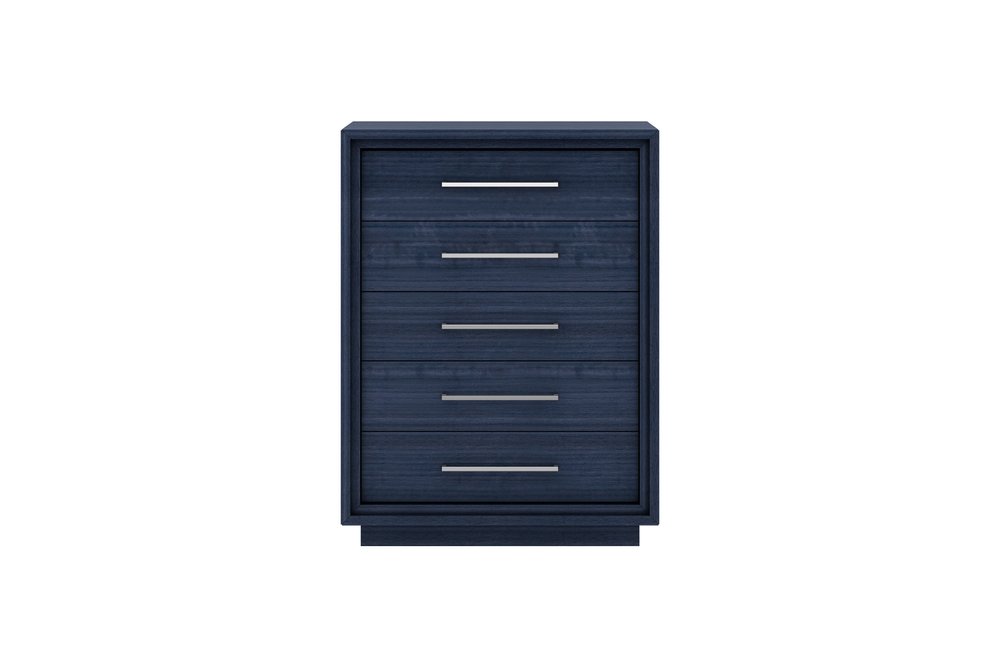 36" Blue Wood Five Drawer Gentlemens Chest HomeRoots