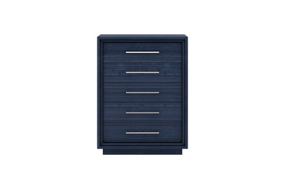 36" Blue Wood Five Drawer Gentlemens Chest HomeRoots