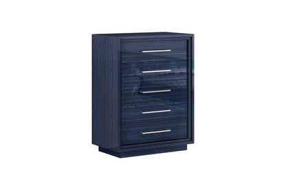 36" Blue Wood Five Drawer Gentlemens Chest HomeRoots