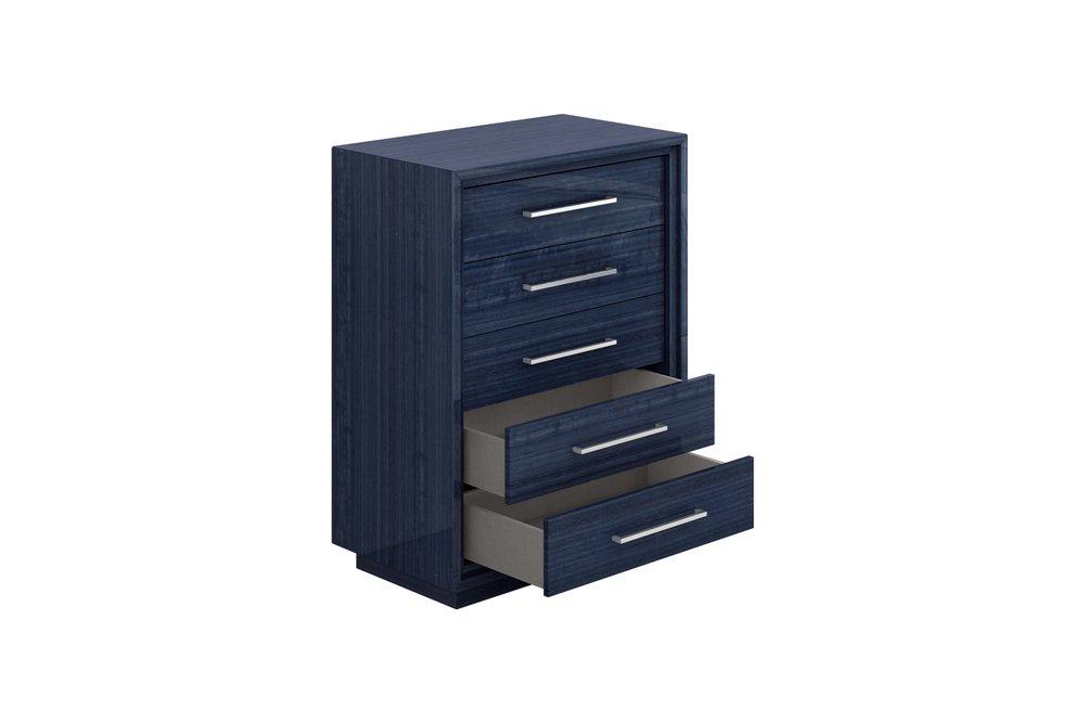 36" Blue Wood Five Drawer Gentlemens Chest HomeRoots