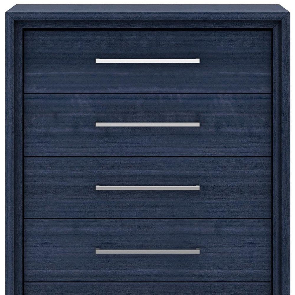36" Blue Wood Five Drawer Gentlemens Chest HomeRoots