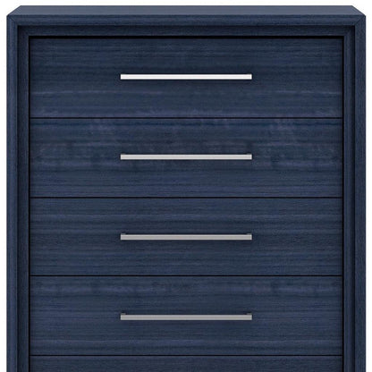 36" Blue Wood Five Drawer Gentlemens Chest HomeRoots