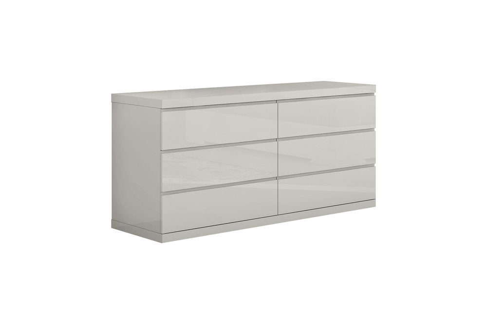 63" Gray Wood Six Drawer Double Dresser — view 2