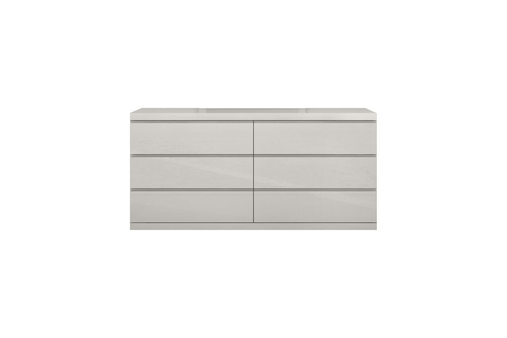 63" Gray Wood Six Drawer Double Dresser — view 3