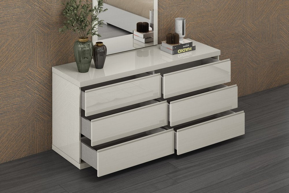 63" Gray Wood Six Drawer Double Dresser — view 4